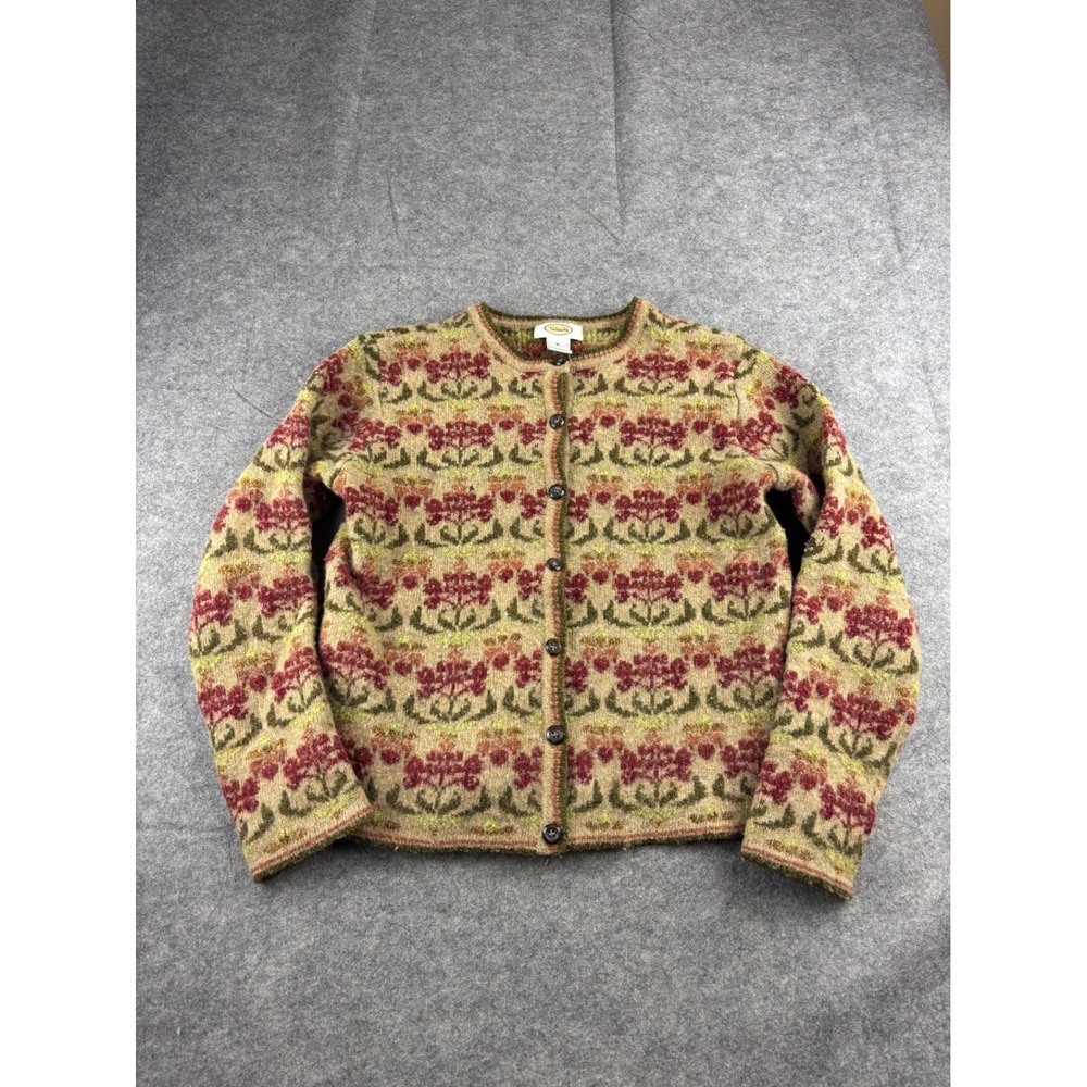 Talbots Lambswool Floral Tapestry Cardigan Sweater Shrunk Womens XS* Grandma VTG